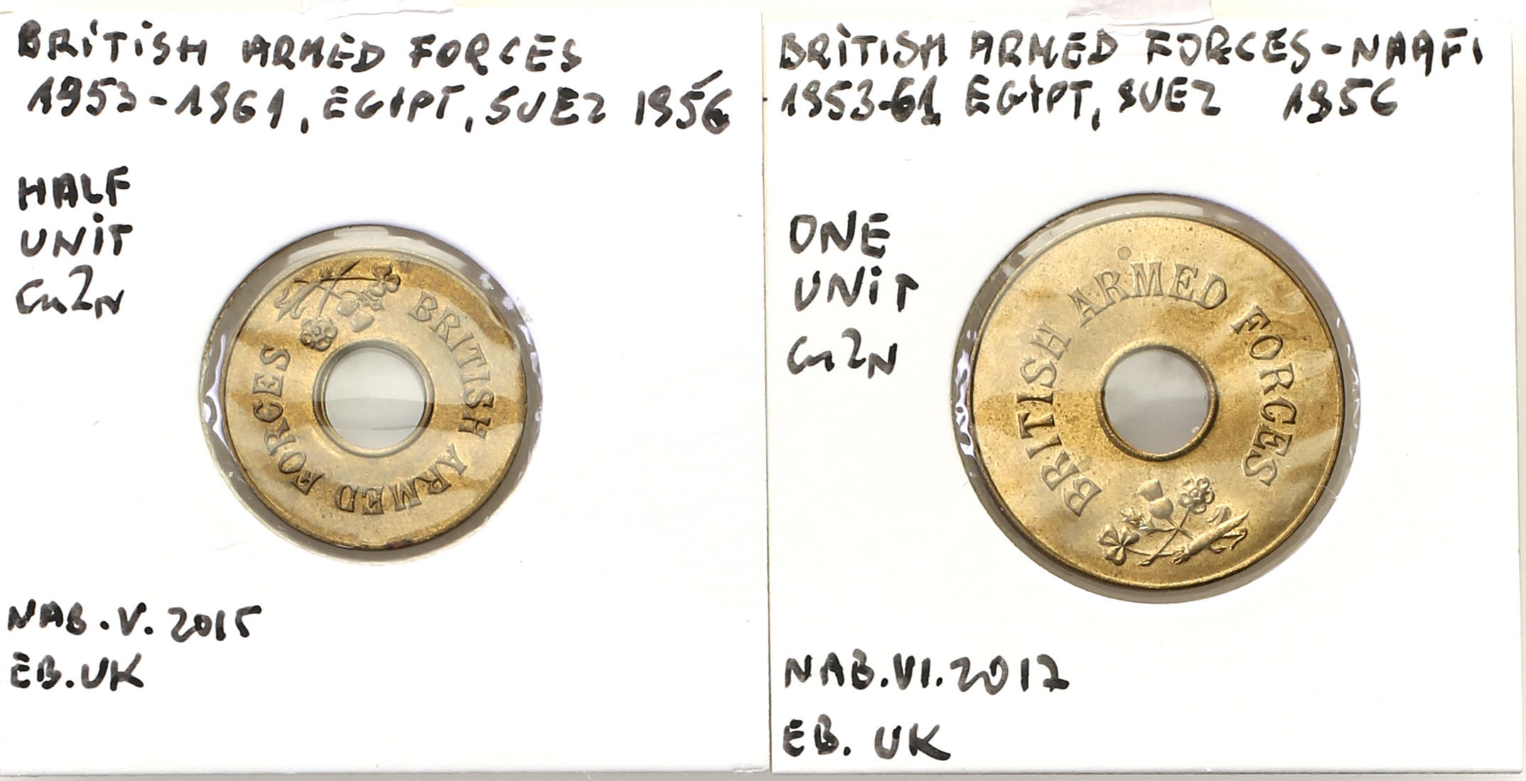 Wielka Brytania. Wojskowe Ekspedycje 1953-1961 Egipt, zestaw 2 żetonów - Rzadkie